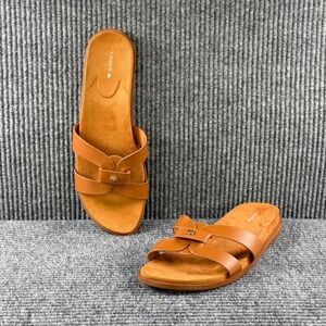 Birdies Robin Tan Brown Leather Slide Sandals Cognac Multi Strap Flats Womens 11